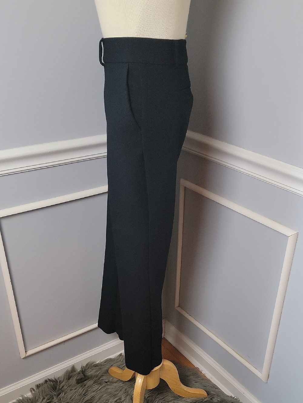 ANN TAYLOR FACTORY Black Stretch Straight Leg Cropped Ankle Office Dress Pant 12 - Picture 2 of 7